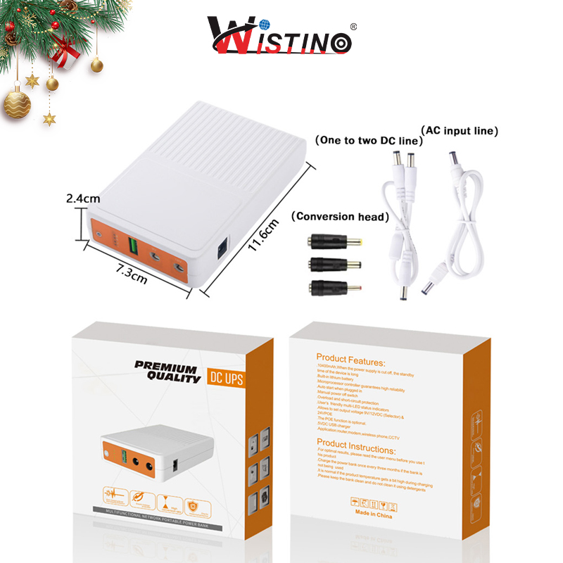 Wistino mini ups, блок питания 12 В, 8000 мАч, длительный срок службы батареи, подходит для маршрутизатора камеры видеонаблюдения