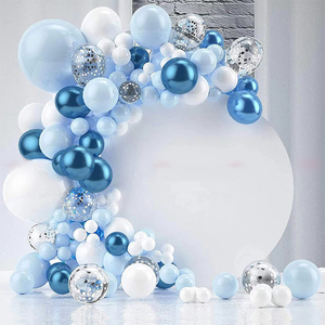 <span class=keywords><strong>Guirlande</strong></span> d'arche d'<span class=keywords><strong>anniversaire</strong></span> bleue de la marque MIQI avec logo personnalisé pour les mariages et les fêtes d'<span class=keywords><strong>anniversaire</strong></span>, ballons en feuille bleue et blanche, confettis - Product Image 1