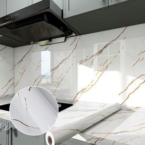 <span class=keywords><strong>Carta</strong></span> <span class=keywords><strong>da</strong></span> <span class=keywords><strong>Parati</strong></span> Adesiva Impermeabile in PVC <span class=keywords><strong>con</strong></span> Design Dorato Resistente al Calore, <span class=keywords><strong>Motivo</strong></span> Marmo e <span class=keywords><strong>Pietra</strong></span> per Cucina - Product Image 4