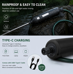 Pulvérisateur électrique sans fil avec poignée et tuyau, <span class=keywords><strong>rechargeable</strong></span> par USB Type-C, pulvérisation réglable, pulvérisateur de jardin, étanche, fonctionnement à un bouton - Product Image 3