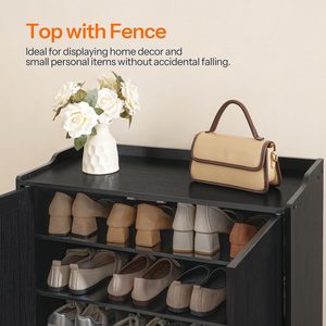 High-value cross-border entryway <b>shoe</b> cabinet, integrated wall-mounted <b>storage</b> cabinet, solid wood, multi-layer, large capacity. - Product Image 2