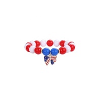 Bracelet Bohème Tendance avec Perles, Breloques Émail Alliage Étoile Cœur Nœud Papillon Drapeau, Strass Plastique, pour Fête, Thème Fête Nationale des États-Unis