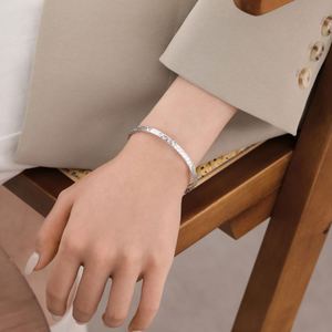 Dylam Dainty Classic Design S925 Silver Open Iced Out Surface Sparkling Women Jewelry Bangles for Anniversary Birthday <b>Gifts</b> - Product Image 3