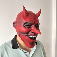 Masque de Roi Démon pour Halloween, Accessoires de Cosplay et de Mascarade, Ensemble de Gants en Latex pour Halloween, Noël et Pâques, Vente en Gros