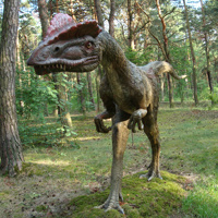 Modèle de dinosaure animatronique pour parc d'attractions, Dilophosaurus animatronique de haute qualité pour attraction touristique