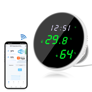 Tùy chỉnh tuya thông minh Wifi kỹ thuật số không dây cảm biến thời tiết với chức năng đồng hồ nhiệt độ và độ ẩm cảm biến - Product Image 2