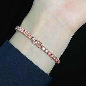 Bracciale Tennis Rosa di Lusso da <span class=keywords><strong>Donna</strong></span> con Diamanti Coltivati <span class=keywords><strong>in</strong></span> Laboratorio Certificati IGI <span class=keywords><strong>in</strong></span> Oro 14k/18k/<span class=keywords><strong>Argento</strong></span> Sterling 925, Stile Star Brand - Product Image 2