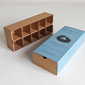 Caja de Regalo de Cartón Corrugado Kraft Personalizada Ecológica de Alta Calidad, Portátil y Reutilizable para 10 Huevos Frescos - Product Image 1