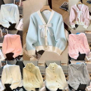 <span class=keywords><strong>Cardigan</strong></span> Invernale da <span class=keywords><strong>Donna</strong></span> alla Moda con Bottoni, <span class=keywords><strong>Giacca</strong></span> Lavorata a Maglia Spessa con Collo Finto e Maniche Lunghe a Lanterna - Product Image 2