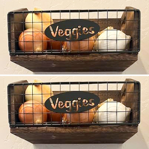 Corbeille de rangement en <span class=keywords><strong>bois</strong></span> pour pommes de terre et oignons, paniers de rangement en <span class=keywords><strong>bois</strong></span> et fil métallique de style rustique pour l'organisation et le stockage sur le comptoir de cuisine - Product Image 2