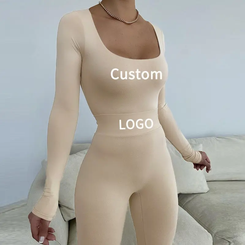 Custom LOGO Best Seller New solid Top And Pants Jogger Set 2 Pcs Track Suit Outfits Two Piece Set Women Clothing