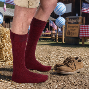 Chaussettes hautes bavaroises pour hommes, style Oktoberfest, en laine torsadée, pour costume Lederhosen - Product Image 4