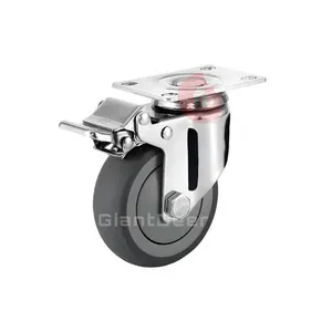 Professional Supplier Medium Duty Double Brake Casters And Wheels 3" 4" 5" Stainless Steel