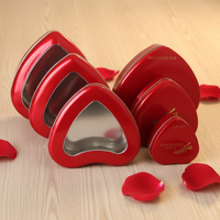 Boîte en métal vide avec fenêtre transparente pour chocolats, bonbons et friandises de la Saint-Valentin – Emballage en métal