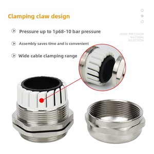 Presse-étoupe étanche IP68 en laiton nickelé, connecteur métrique de type M, avec verrouillage de câble pour boîtier électrique, vente en gros - Product Image 4
