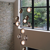 Lustre LED en acier inoxydable de taille moyenne, décoration de villa, lumière d'ambiance, escalier duplex, loft, lampe longue