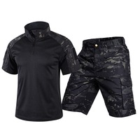 Ensemble T-shirt et short tactique à manches courtes pour homme, séchage rapide, uniforme d'entraînement d'usine, motif grenouille scarabée, idéal pour l'été