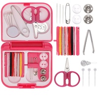 Kit de couture portable, écologique, moderne, carré, mini, pliable, multifonctionnel, pour la couture à la main, avec aiguilles et fils en plastique
