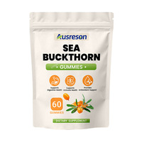 Ausreson OEM/ODM Gommes à mâcher à l'huile de fruits d'argousier 100% biologique, complément de soin de la peau pour adultes, extrait d'argousier de Chine