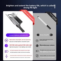 Luces de Video RGB, Luz de Relleno para Fotografía, Portátil, con Soporte, Clasificación IP65, Regulable, 220V, para Grabación en Exteriores, Vlogging, Nocturna