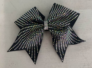 Fiocco da Cheerleading Nero Metallizzato con Cristalli AB, Fatto a Mano con Fascia Elastica <span class=keywords><strong>per</strong></span> Squadre di Cheerleading - Product Image 2