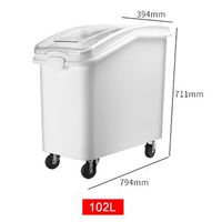 Chariot de stockage alimentaire commercial personnalisable, bac à farine mobile avec couvercle coulissant, conteneur en plastique pour céréales et produits secs