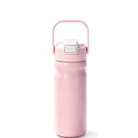 Bouteille isotherme en acier inoxydable à double paroi de 700 ml, anti-fuite, avec paille et poignée, pour sports de plein air