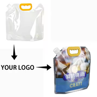 Sac de stockage de liquides transparent pliable en plastique de 1,5L, 2L, 5L avec bec verseur pour congélateur, idéal pour l'eau et les boissons