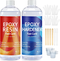 Kit de Résine Époxy Transparente à Durcissement Rapide, Rapport 1:1, Résine Liquide Cristalline pour Bricolage Domestique, Fabrication de Bijoux, Artisanat Artistique