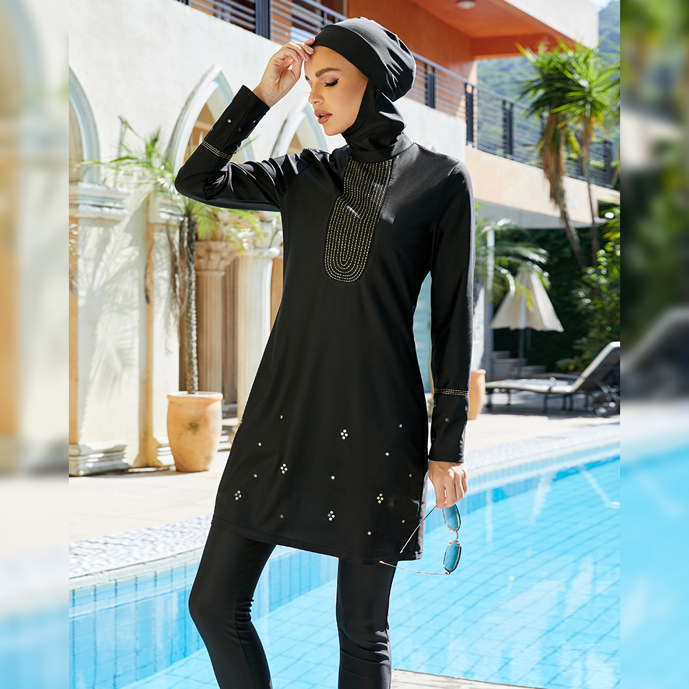 Seafanny Women's Muslim Swimwear Burkini - Long Sleeve Full Cover Modest Swimsuit With Hijab