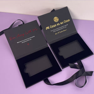 לוגו מותאם אישית יוקרה מעטפת מגנט אריזה נוקשה Vip חברות כרטיס מתנה עם סרט - Product Image 1