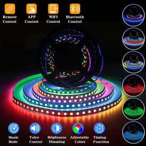 Tira de Luces LED RGBIC 5050 RGB de 24V 12V con 60, 72, 84, 96 LEDs para <span class=keywords><strong>TV</strong></span>, E-Sport, Compatible con Control por Voz y Sincronización Musical, Tira de Píxeles - Product Image 1
