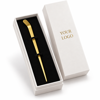 Cuillère à matcha en métal OEM avec logo personnalisé, cuillère à matcha en acier inoxydable doré ou argenté avec boîte cadeau personnalisée pour coffret cadeau de café