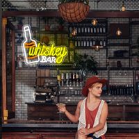 Enseigne néon LED pour bar à whisky - Décoration murale en acrylique personnalisée en forme de bouteille pour intérieur, bureau, pub, restaurant et signalétique de magasin d'alcool