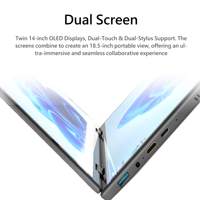 Laptop Aziendale Intel con Doppio Schermo IPS Touch da 14 Pollici, Nuovo di Fabbrica, Windows 11 in Inglese, SSD ad Alte Prestazioni