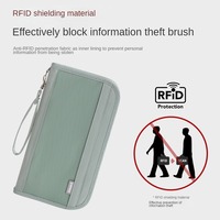 Portefeuille de voyage anti-RFID pour passeport, en tissu taffetas, organiseur de documents avec sangle de poignet amovible