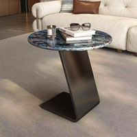 Table basse moderne de luxe italienne pour la maison, petite table en acier inoxydable, style minimaliste en marbre, table d'appoint pour canapé