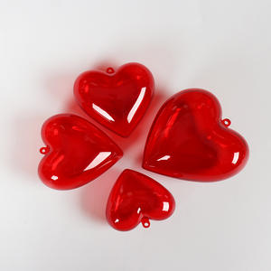 ハンギングオーナメントクリスマス結婚式婚約記念日バレンタイン充填可能な赤いアクリルボールプラスチックハート型ボックス - Product Image 2