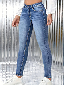 <span class=keywords><strong>Pantalones</strong></span> vaqueros ajustados elásticos <span class=keywords><strong>de</strong></span> cintura alta para mujer, casuales, lisos, <span class=keywords><strong>de</strong></span> 9 pulgadas <span class=keywords><strong>de</strong></span> largo, al <span class=keywords><strong>por</strong></span> mayor para reventa - Product Image 4