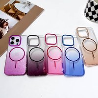 Étui magnétique antichoc de luxe à paillettes transparentes pour iPhone 16 Pro Couverture scintillante Bling pour femmes pour iPhone 17 16 15