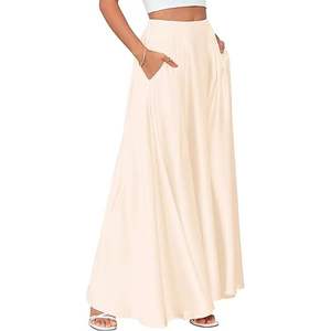 Jupe longue décontractée plissée taille haute unie avec poches pour femmes grandes tailles – Vente en gros - Product Image 5