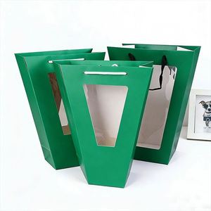 Personalized Creative Portable Bouquet <b>Paper</b> Bag | Custom Florist Gift Packing Carrier - Product Image 1