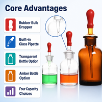 Flacons compte-gouttes en verre ambré transparent 30ml 60ml 125ml avec bouchon pipette en caoutchouc