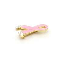 Broches médicales personnalisées en ruban émaillé rose 45*35MM épingles de sensibilisation au cancer du sein pour bijoux cadeaux mariages enfants