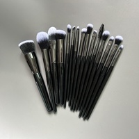 15 buah set kuas rias bedak hitam mengkilap hitam m hitam set kuas rias vegan hitam dan emas hitam alat kosmetik hitam lembut