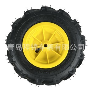 Cheng Jin Vehicles 3.50-4 Rubber Pneumatic <b>Wheel</b> Yellow <b>Plastic</b> Rim Herringbone Tread For Tool Carts And Electric Kids Vehicles - Product Image 2