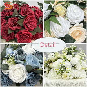 ลูกบอลดอกไม้ทำจากผ้าไหมเทียมสีแดงสีน้ำเงินสีเหลืองประดับกลางงานแต่งงานปรับขนาดได้สำหรับงานอีเว้นท์ - Product Image 2