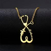 Collar con colgante de nombre personalizado a la moda, collar de estetoscopio de amor personalizado, regalo de cumpleaños para el Día de San Valentín para tu amante