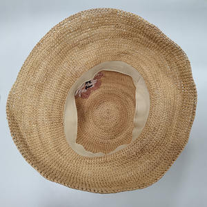 Chapeau de paille au Crochet fait à la main femmes fleurs brodées avec grand avant-toit Panama Protection UV casquette d'été <span class=keywords><strong>Bali</strong></span> vacances chapeau de plage - Product Image 6