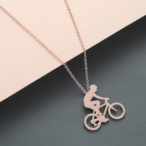 Colar Masculino de Ciclismo com Figura de Ciclista, Joia Esportiva, Presente para Homens, Colar de Corrente de Aço Inoxidável - Product Image 2